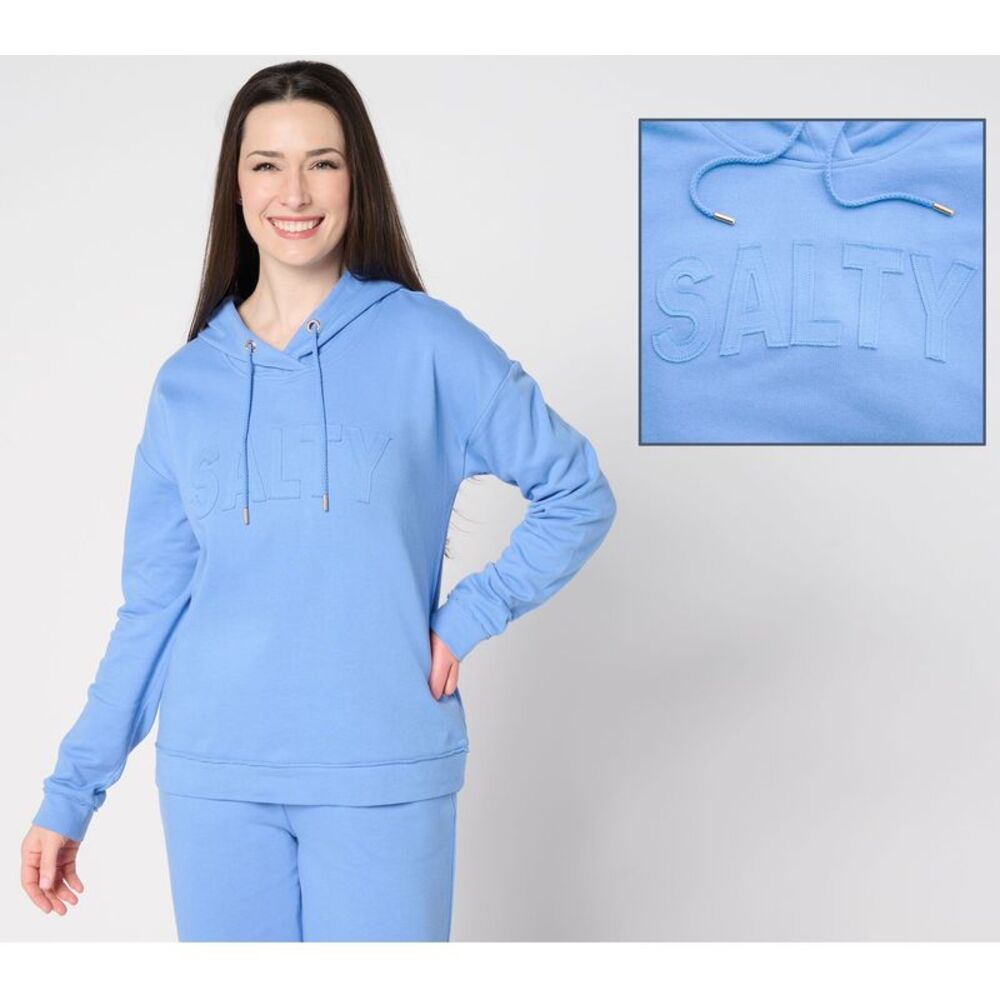 Anybody Women's Top Plus Sz 2X French Terry Message Hoodie Blue